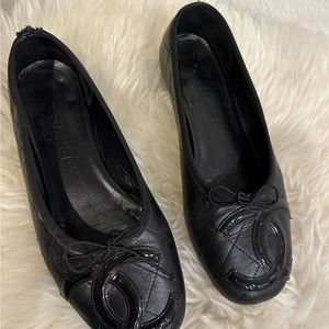 Chanel Quilted Black Leather Ballerina